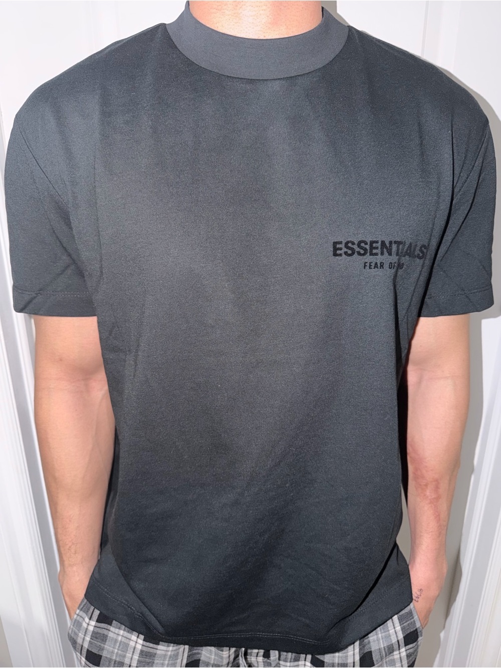 Essentials Black Crewneck Logo Tee